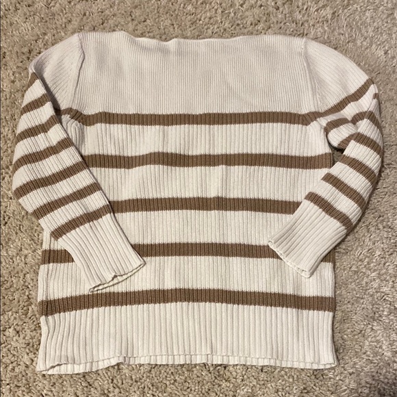 Striped White and Tan Sweater garnet hill - Picture 5 of 6
